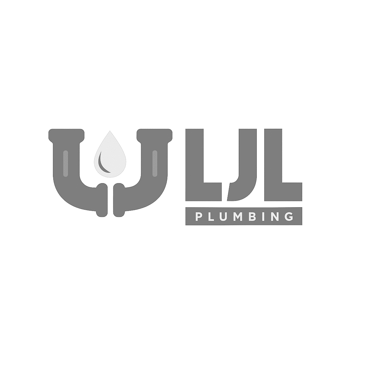 ljl plumbing & bathrooms logo upscaled transparent light greyscale